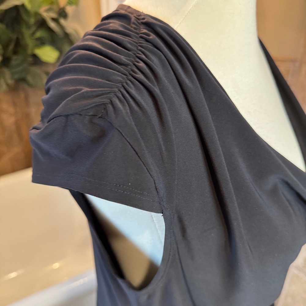 Draped Cowl Neck Women's Blouse - Black - Picture 5 of 8